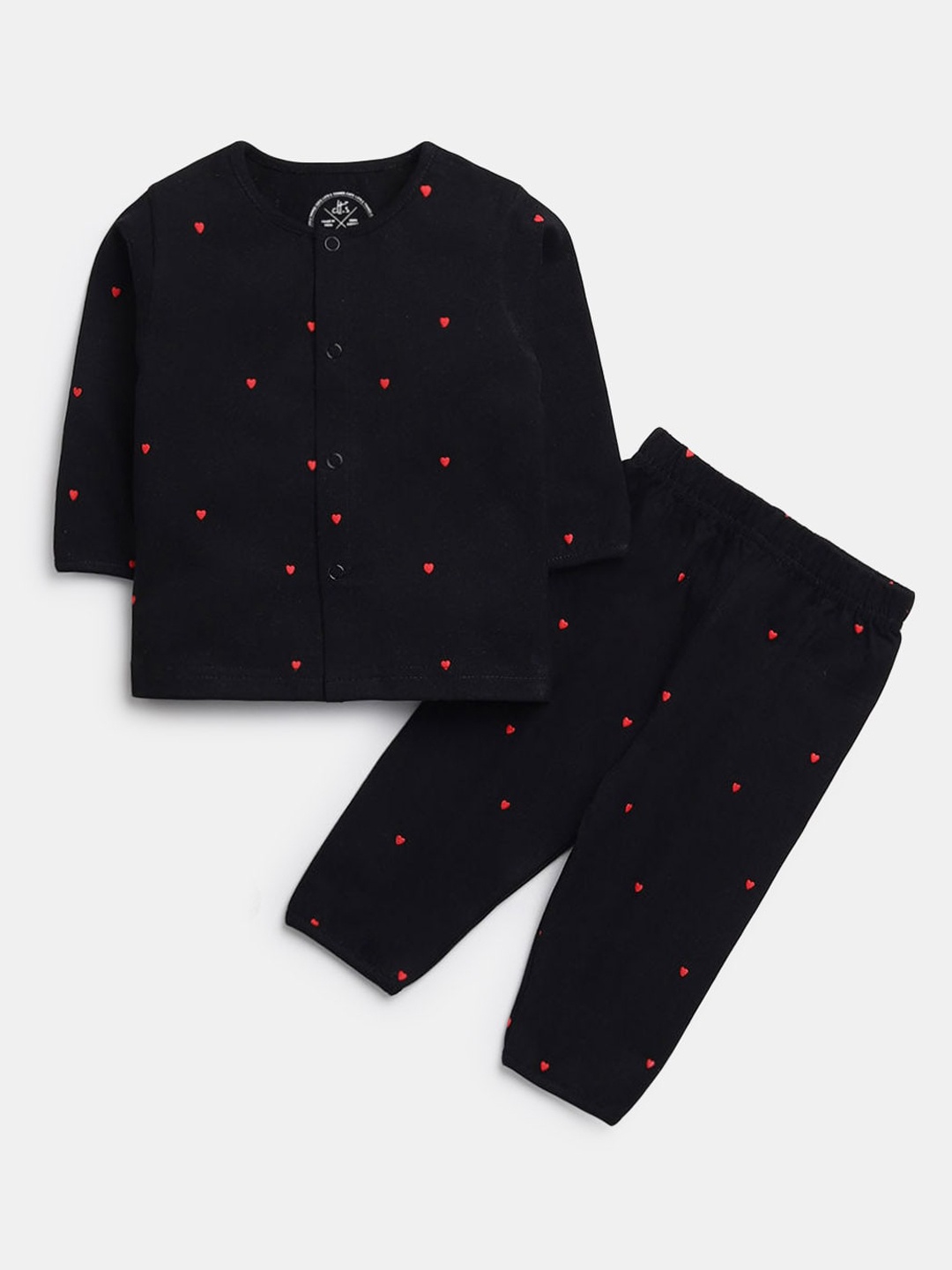 

Hopscotch Boys Black & Red Printed Night suit