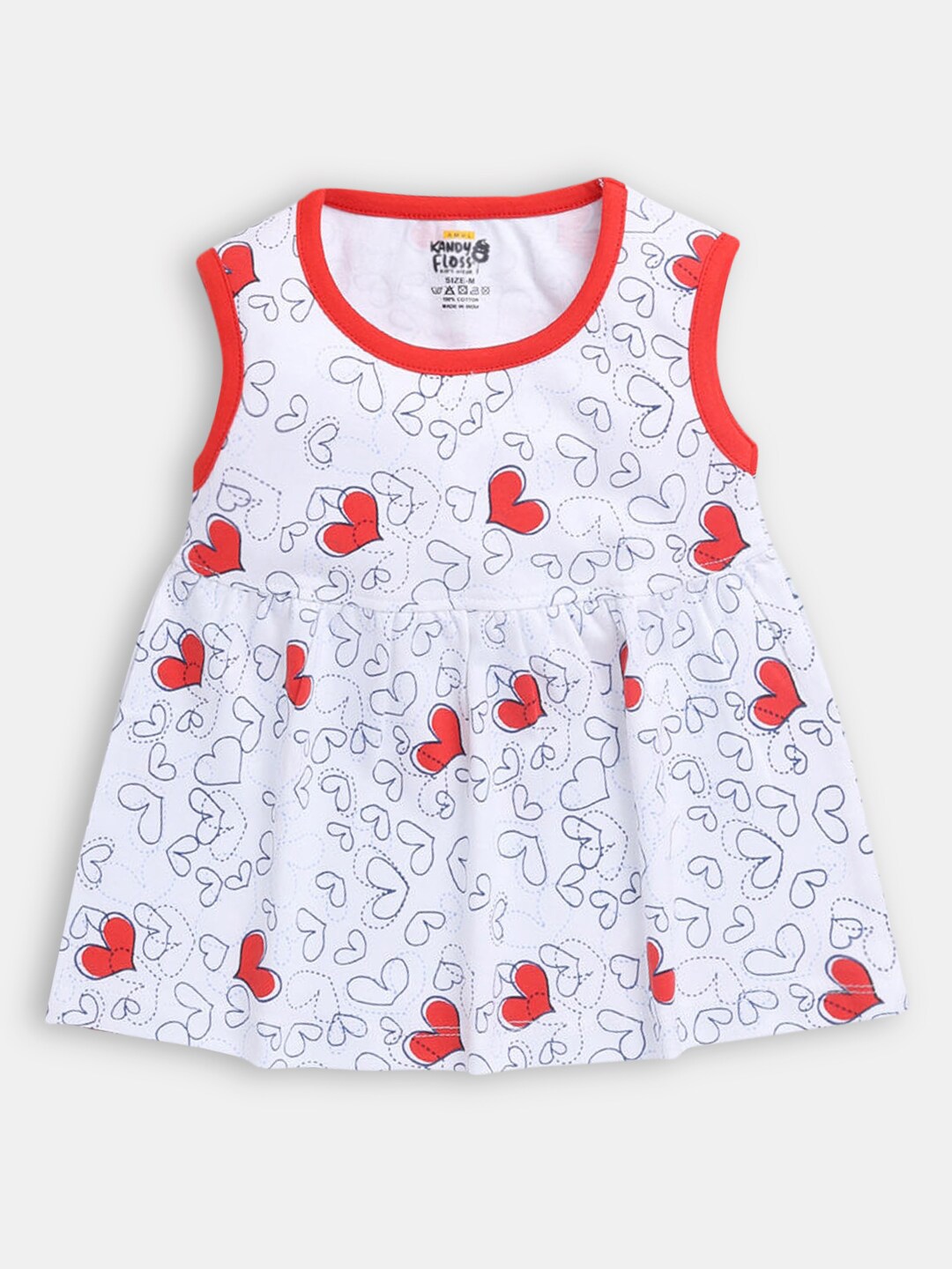 

Hopscotch Girls White Graphic Printed Cotton Dress