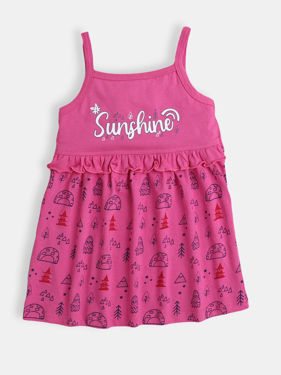 

Hopscotch Girls Pink & White Printed Sleeveless A-Line Dress