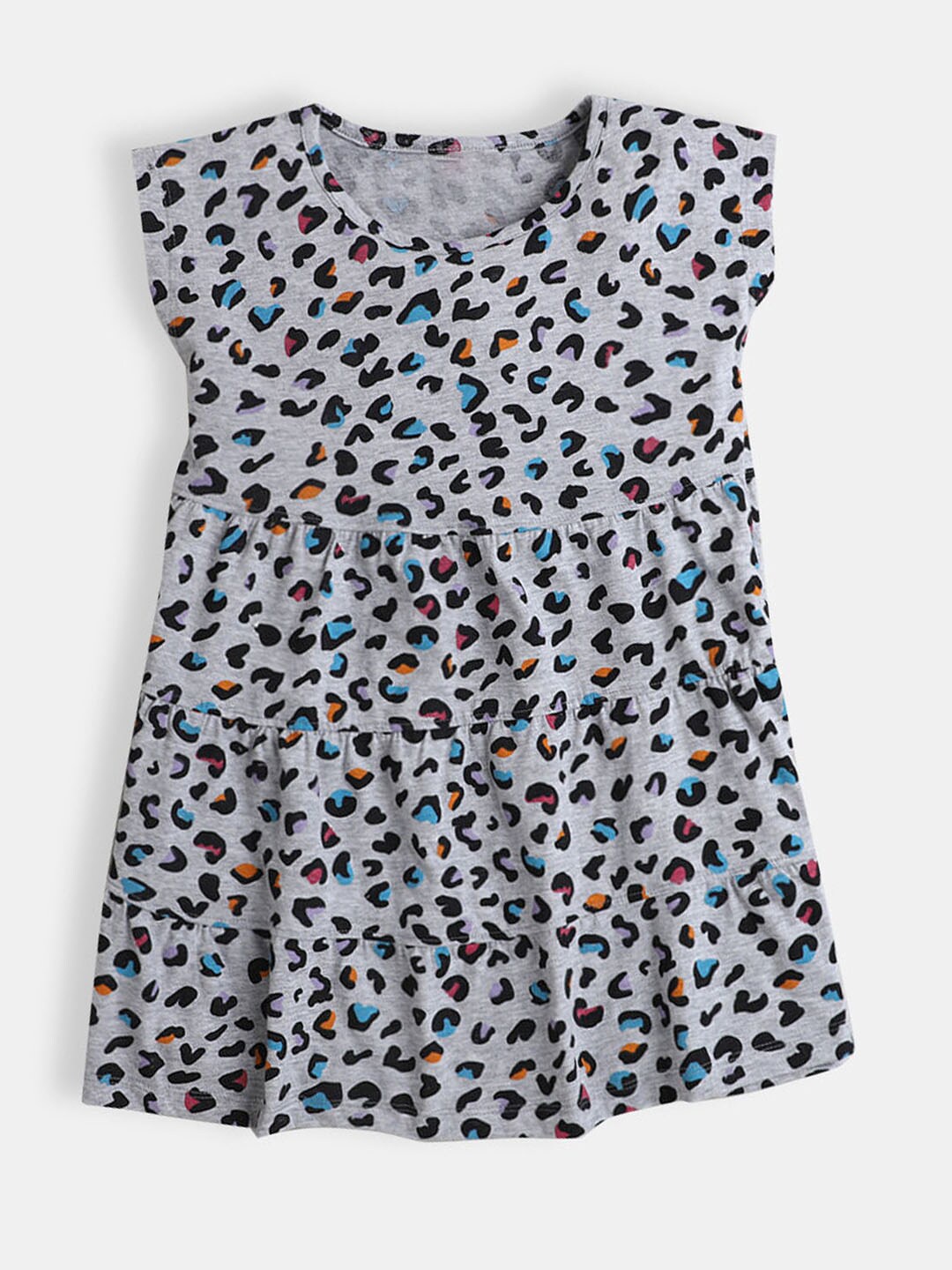 

Hopscotch Girls Grey & Black Animal Print Casual Dress