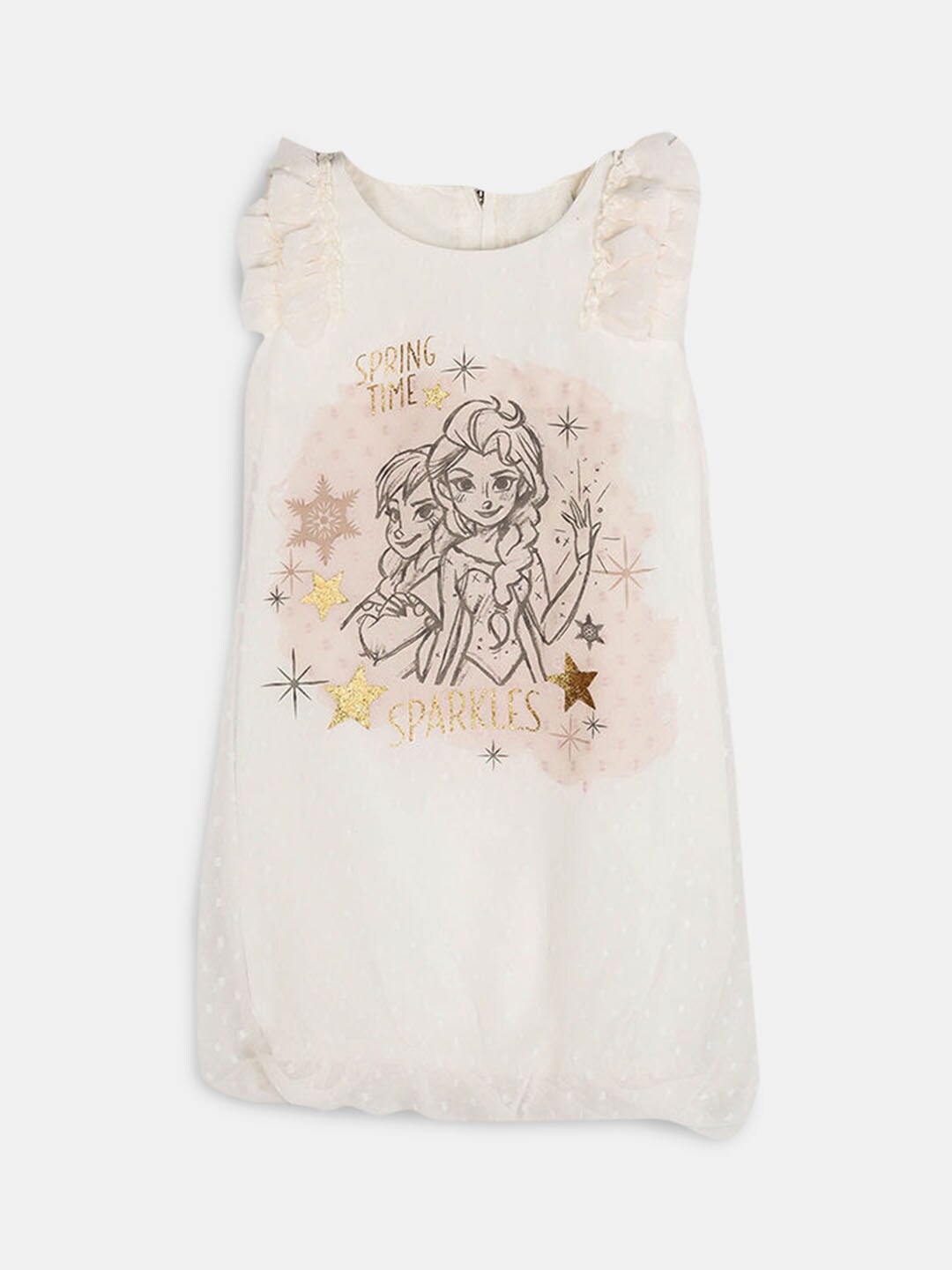 

Hopscotch Off White Graphic A-Line Dress
