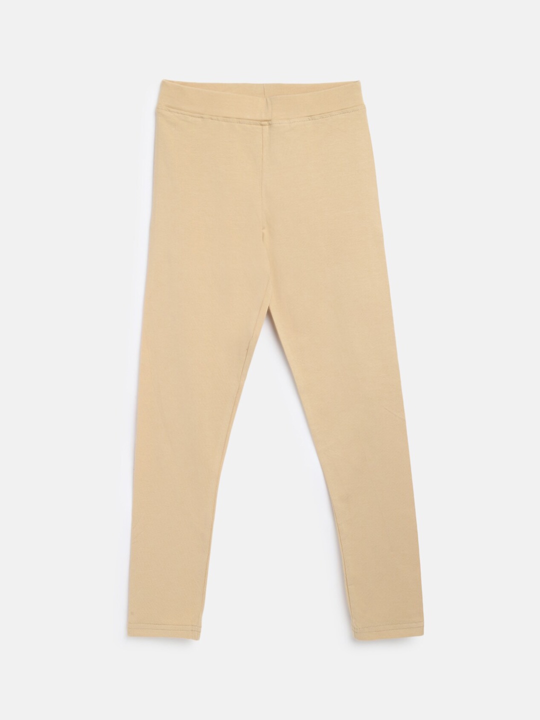 

TALES & STORIES Girls Beige Solid Ankle-Length Cotton Leggings