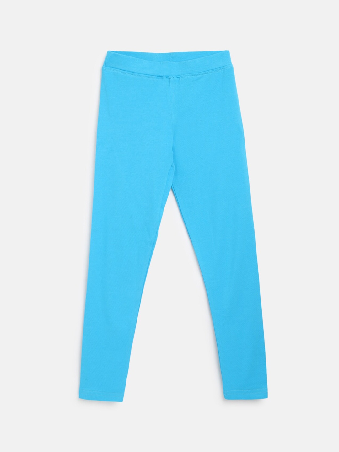 

TALES & STORIES Girls Blue Solid Cotton Ankle-Length Leggings
