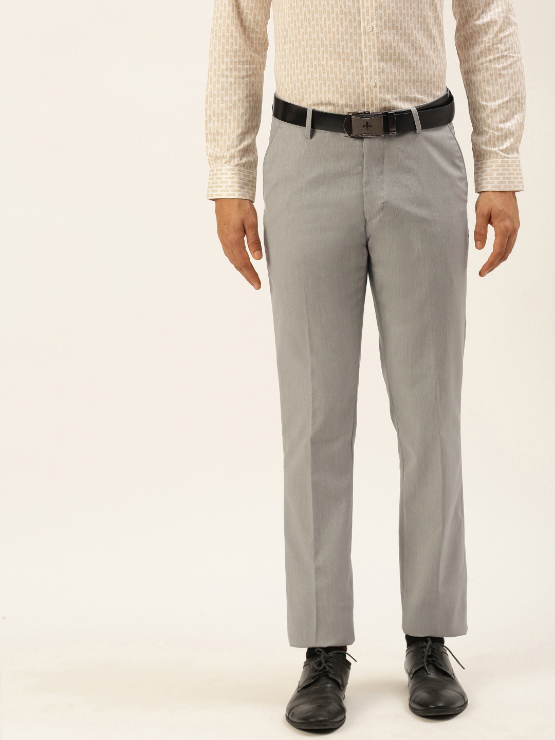 

Peter England Men Grey Slim Fit Formal Trousers