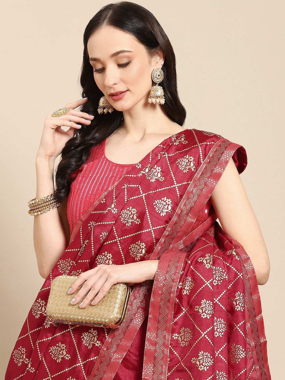 

Nimayaa Red Ethnic Motifs Printed Saree