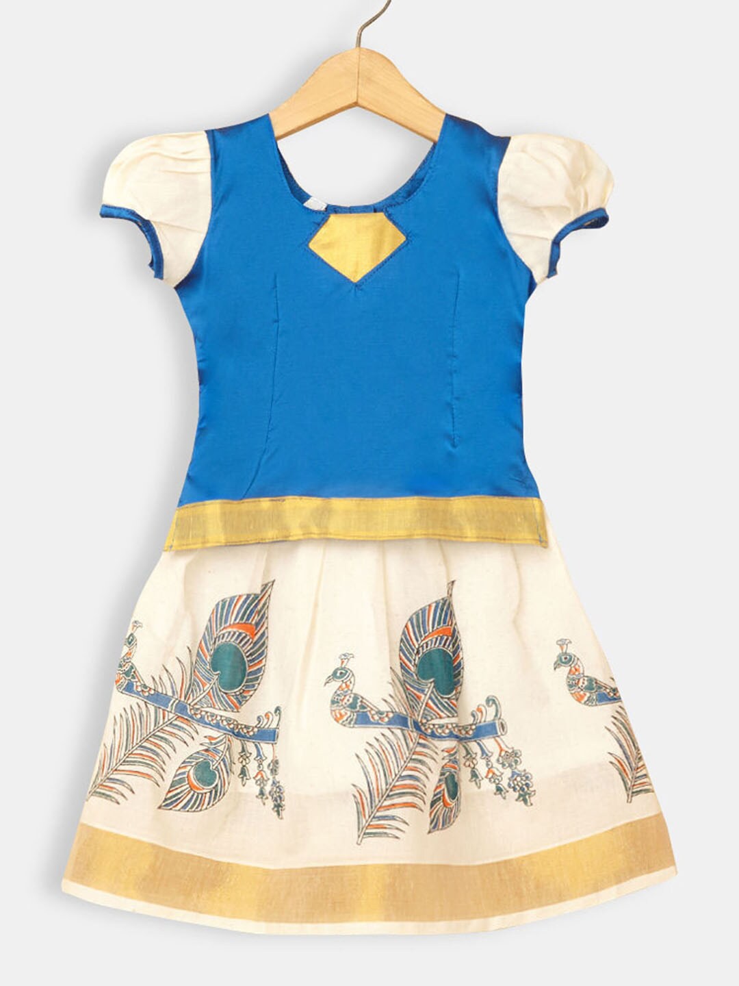 

Hopscotch Girls Blue & White Ready to Wear Lehenga &