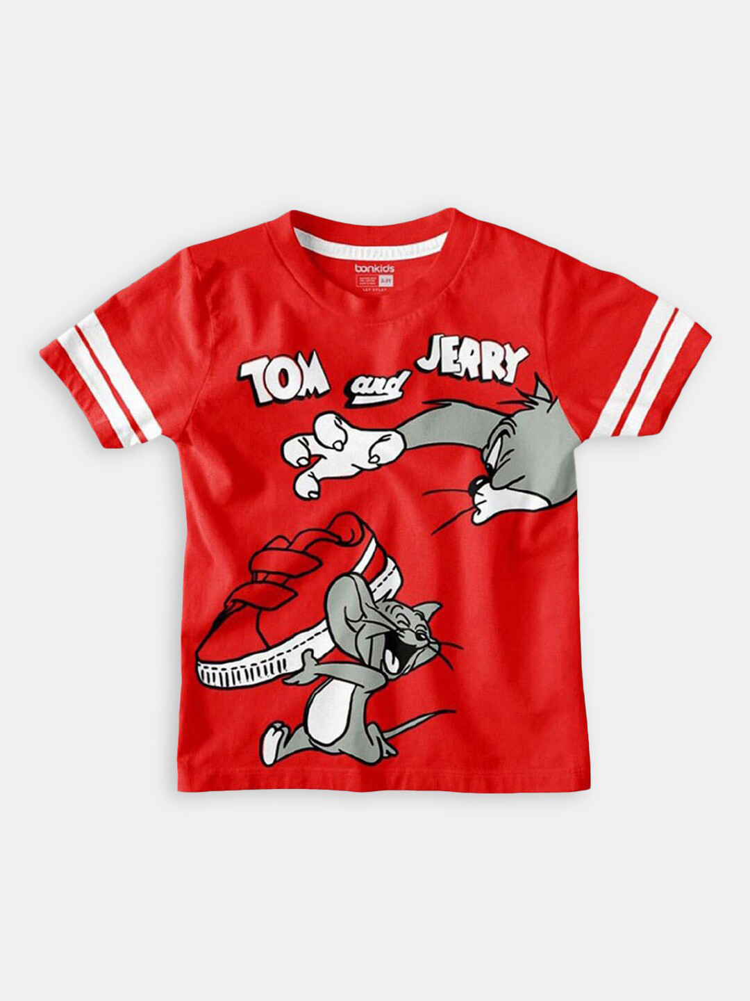 

Hopscotch Boys Red Printed Cotton T-shirt