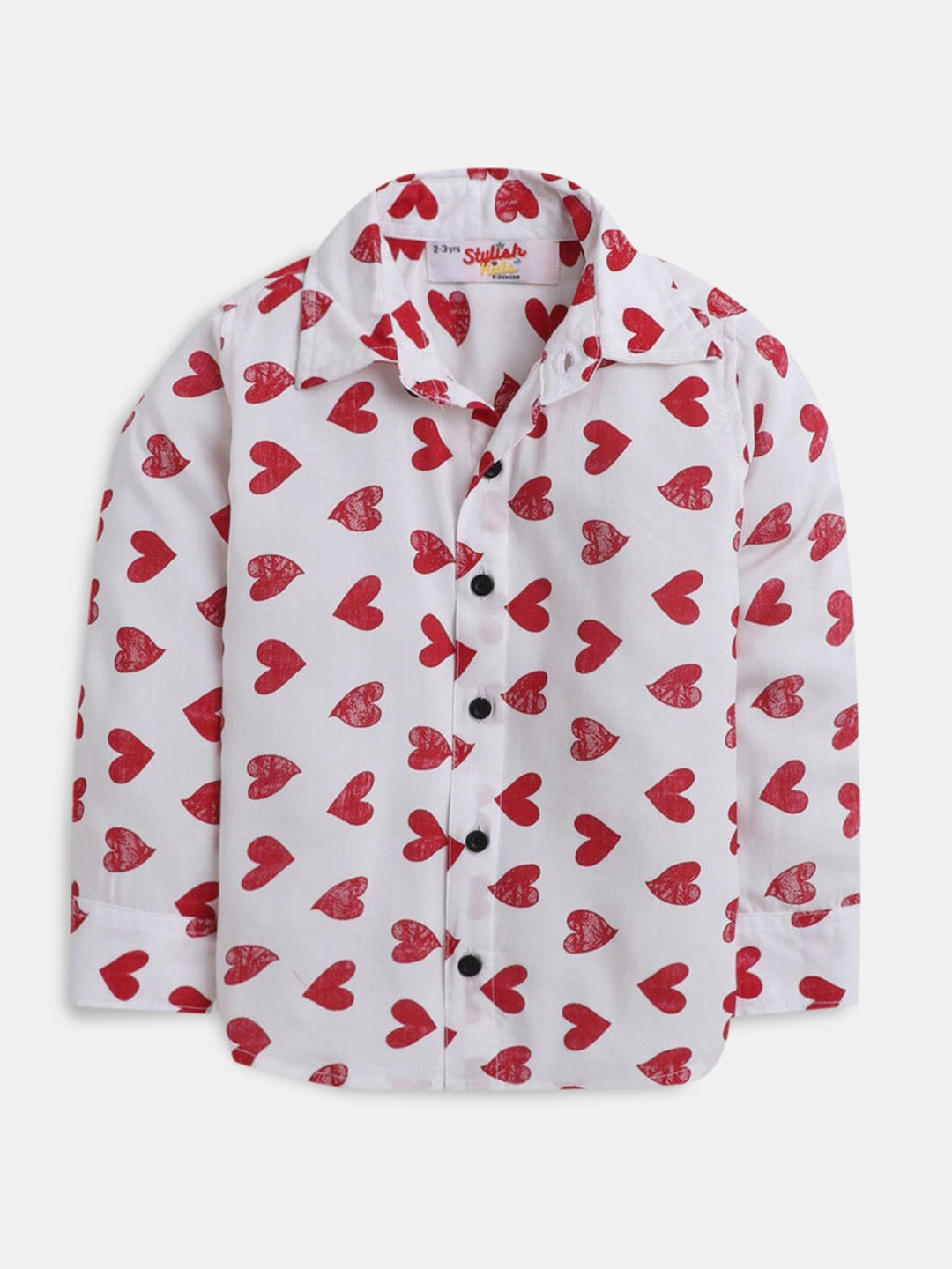 

Hopscotch Boys White Heart Printed Casual Shirt