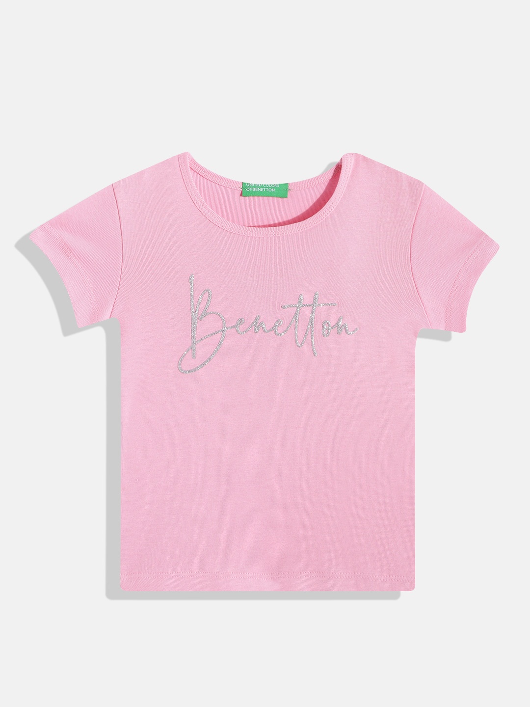 

United Colors of Benetton Girls Brand Logo Printed T-shirt, Pink