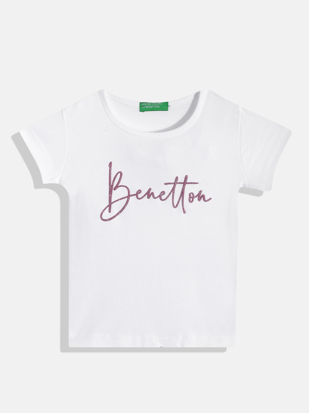 

United Colors of Benetton Girls Brand Logo Printed T-shirt, White