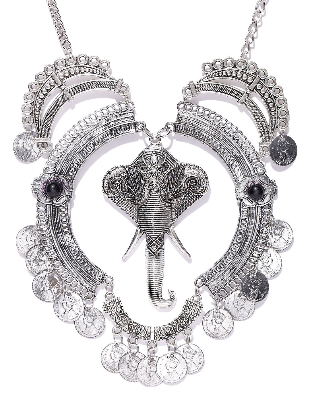 

YouBella Oxidised Silver-Plated Elephant Charm Necklace