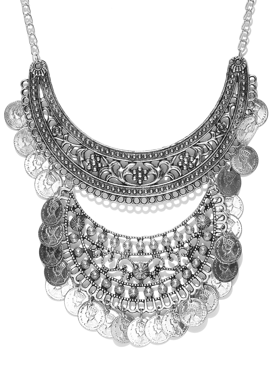 

YouBella Oxidised Silver-Plated Textured Necklace