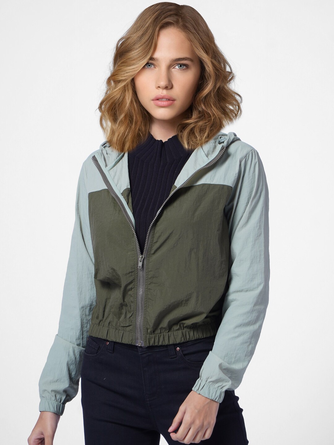 

ONLY Women Green Colourblocked Tailored Jacket