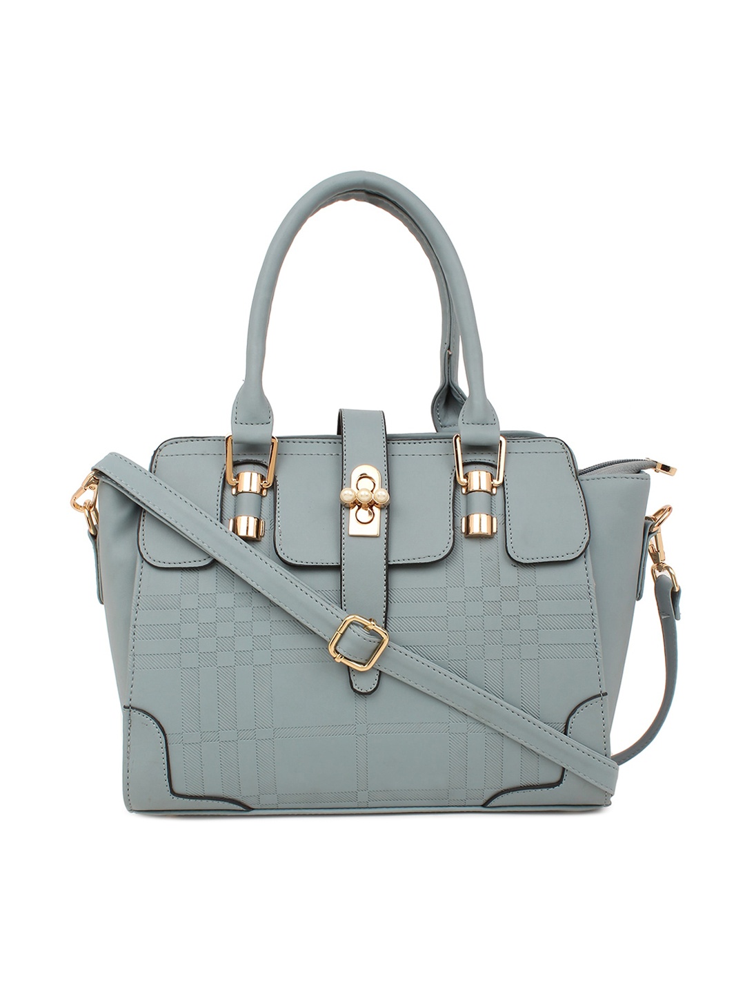 

LEGAL BRIBE Women Blue Textured PU Structured Shoulder Handbag