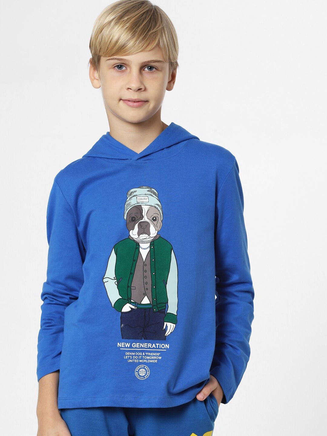 

Jack & Jones Junior Boys Blue Printed Slim Fit T-shirt