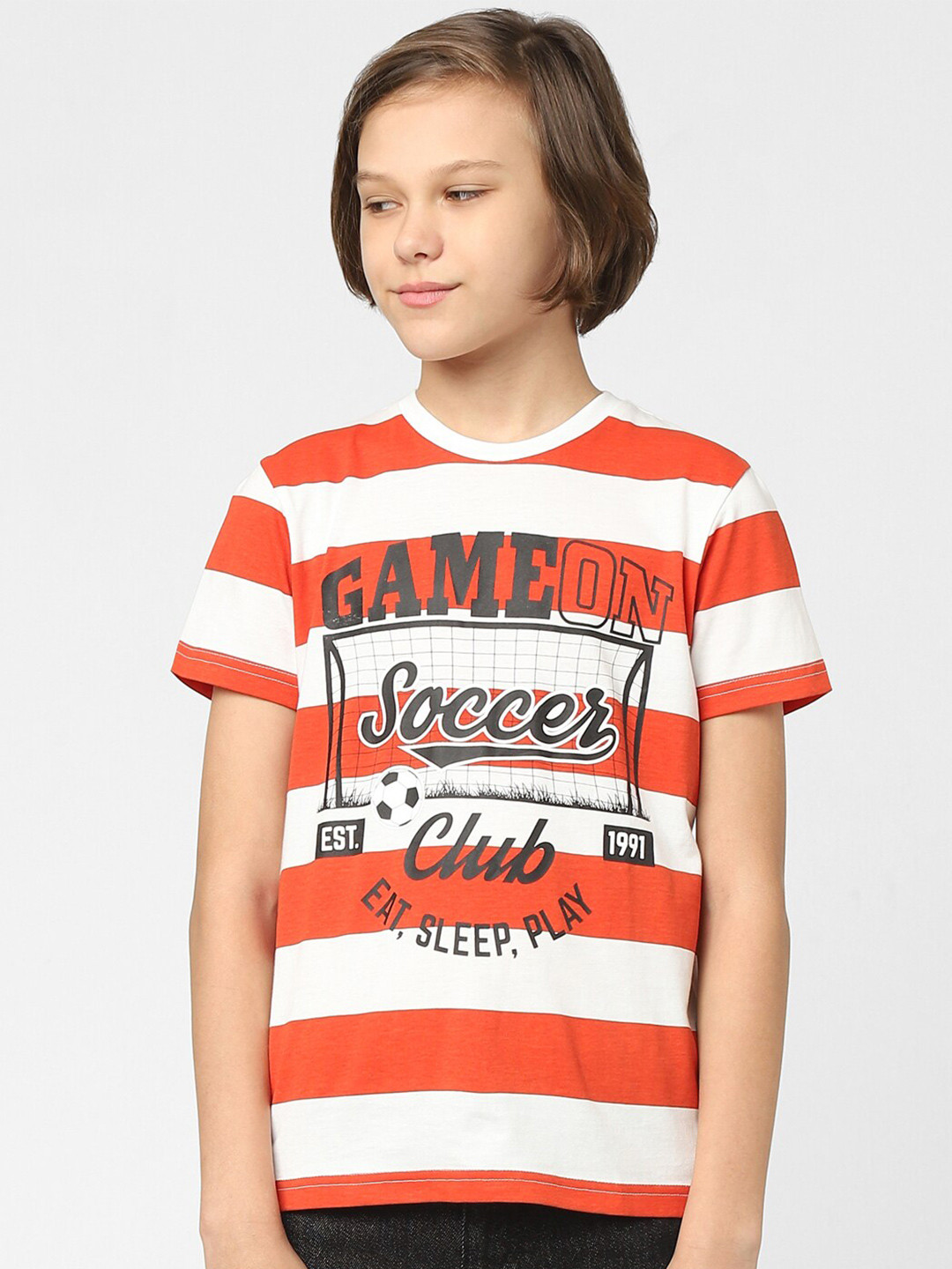 

Jack & Jones Junior Boys Red & White Striped T-shirt