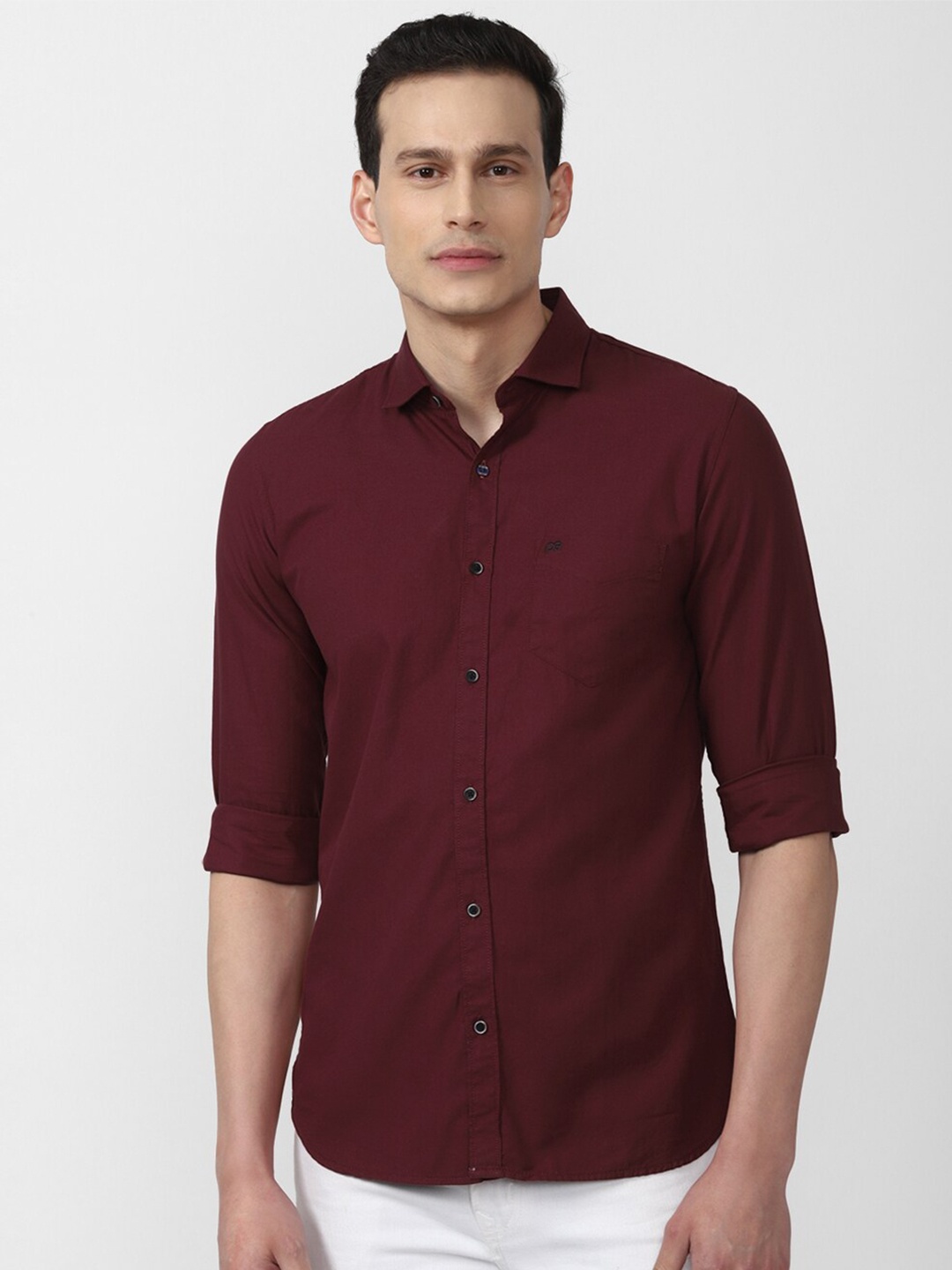 

Peter England Casuals Men Maroon Slim Fit Casual Cotton Shirt