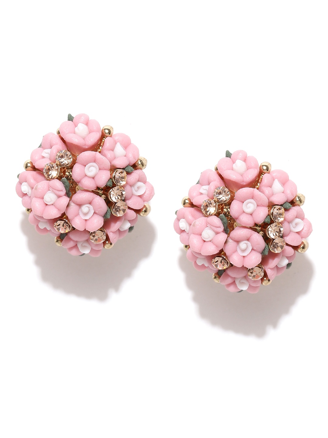 

YouBella Pink Gold-Plated Floral Studs