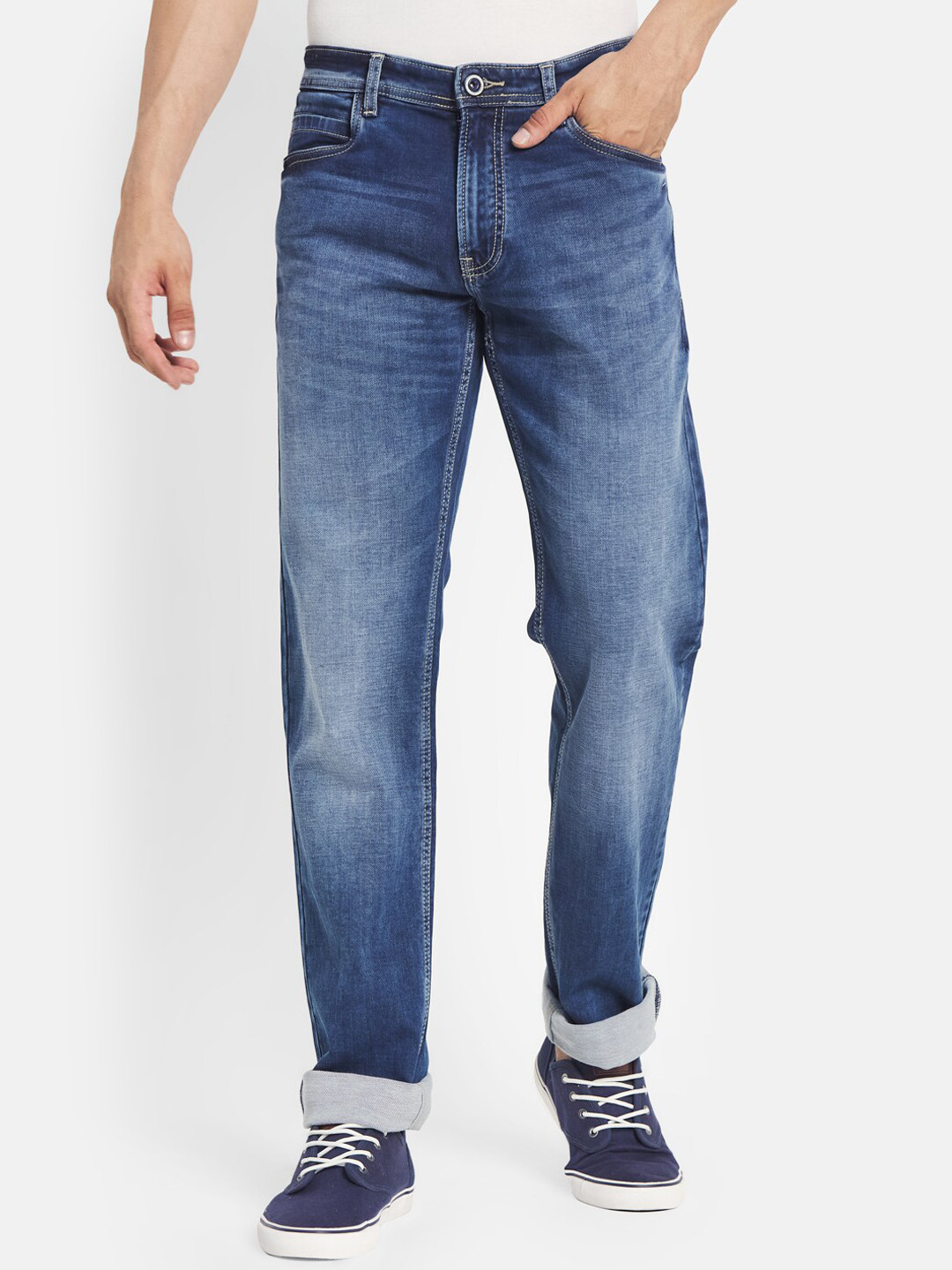 

Octave Men Blue Straight Fit Heavy Fade Stretchable Jeans