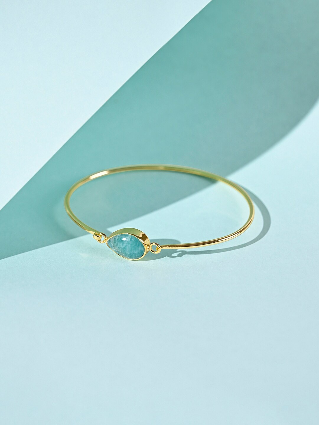 

March by FableStreet Women Gold-Plated & Blue Brass Crystals Bangle-Style Bracelet