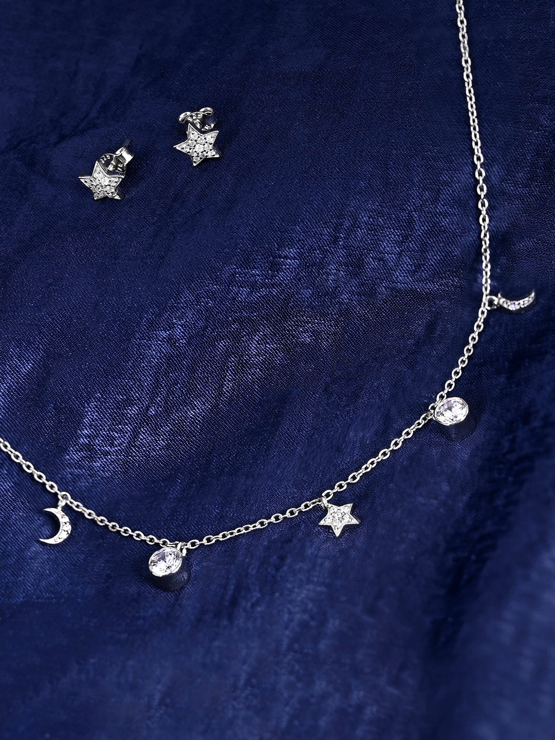 

March by FableStreet 925 Sterling Silver Rhodium-Plated Zircon Jewellery Set