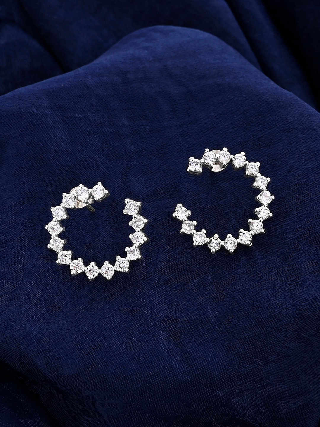 

March by FableStreet 925 Sterling Silver Rhodium-Plated Zircon Circular Studs Earrings