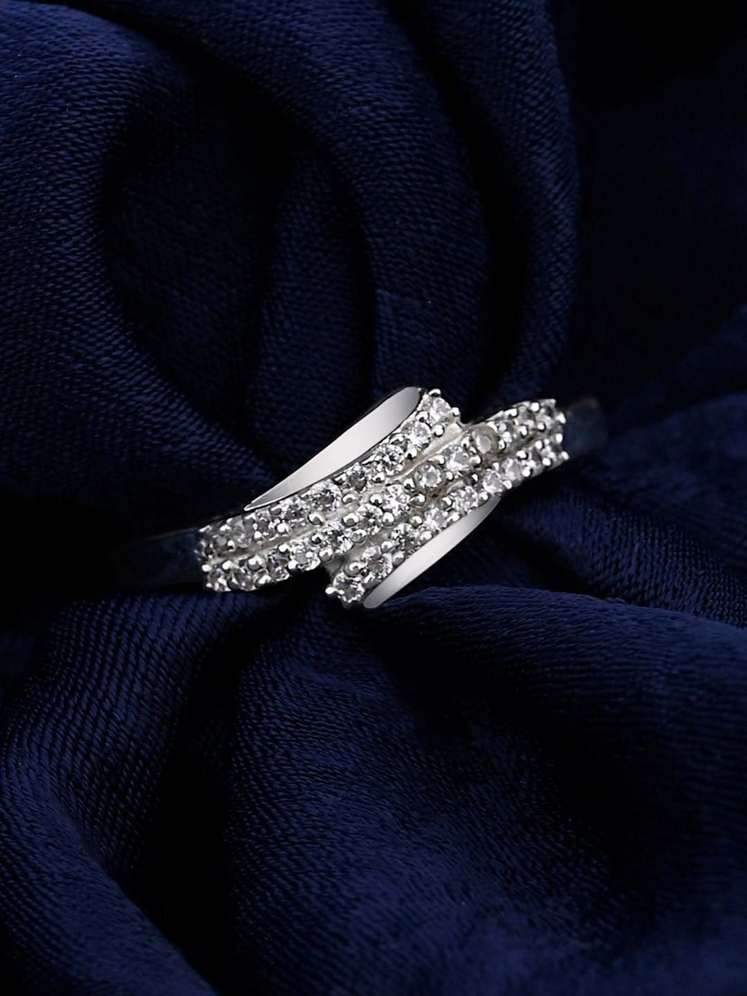 

Mikoto by FableStreet 925 Sterling Silver Rhodium-Plated Zircon Adjustable Ring