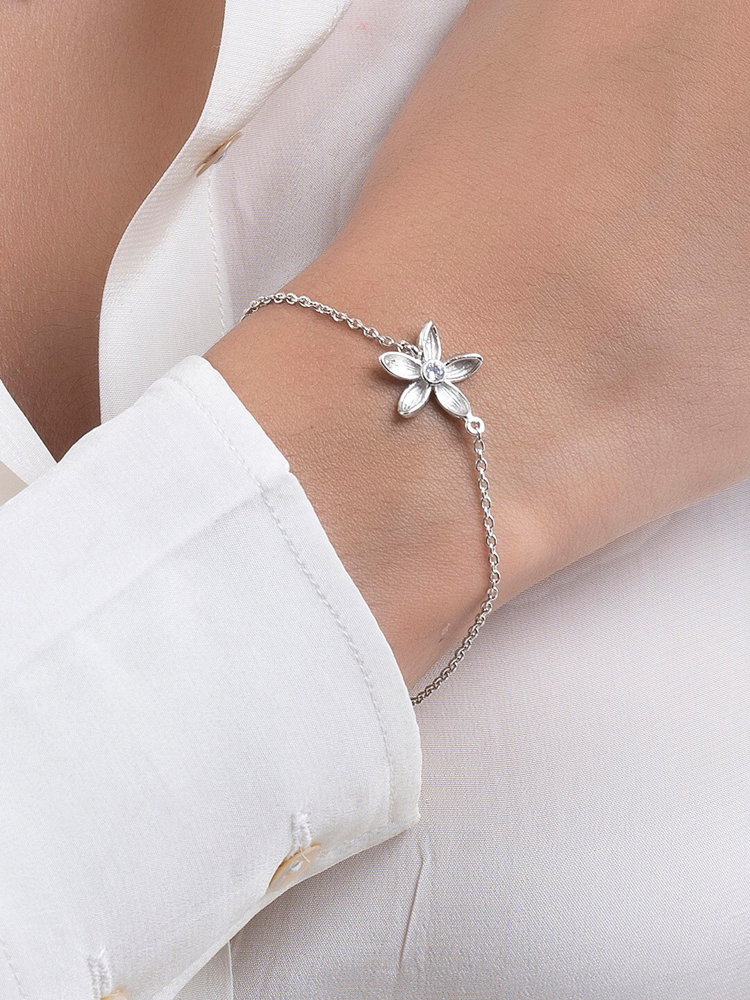 

March by FableStreet 925 Sterling Silver Rhodium-Plated Zircon Handcrafted Bracelet