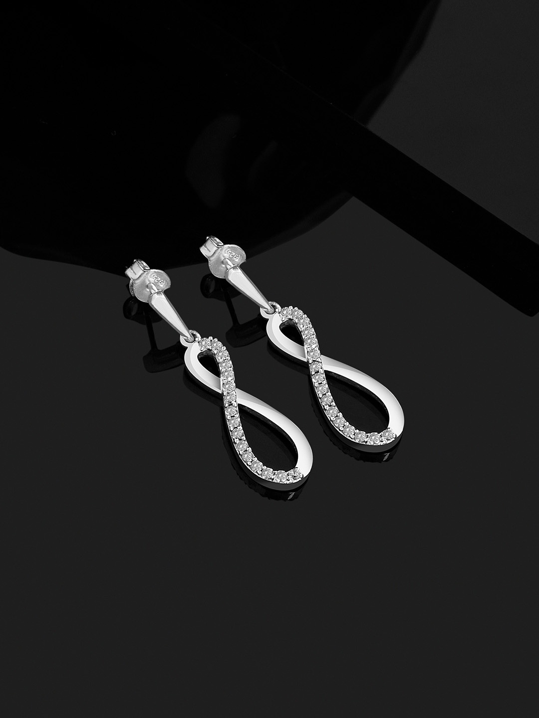 

March by FableStreet 925 Sterling Silver Rhodium-Plated Zircon Infinity Drop Earrings