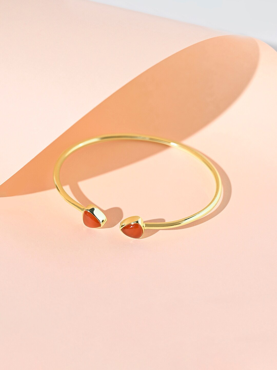 

March by FableStreet Women Gold Plated & Red Brass Carnelian Handcrafted Cuff Bracelet