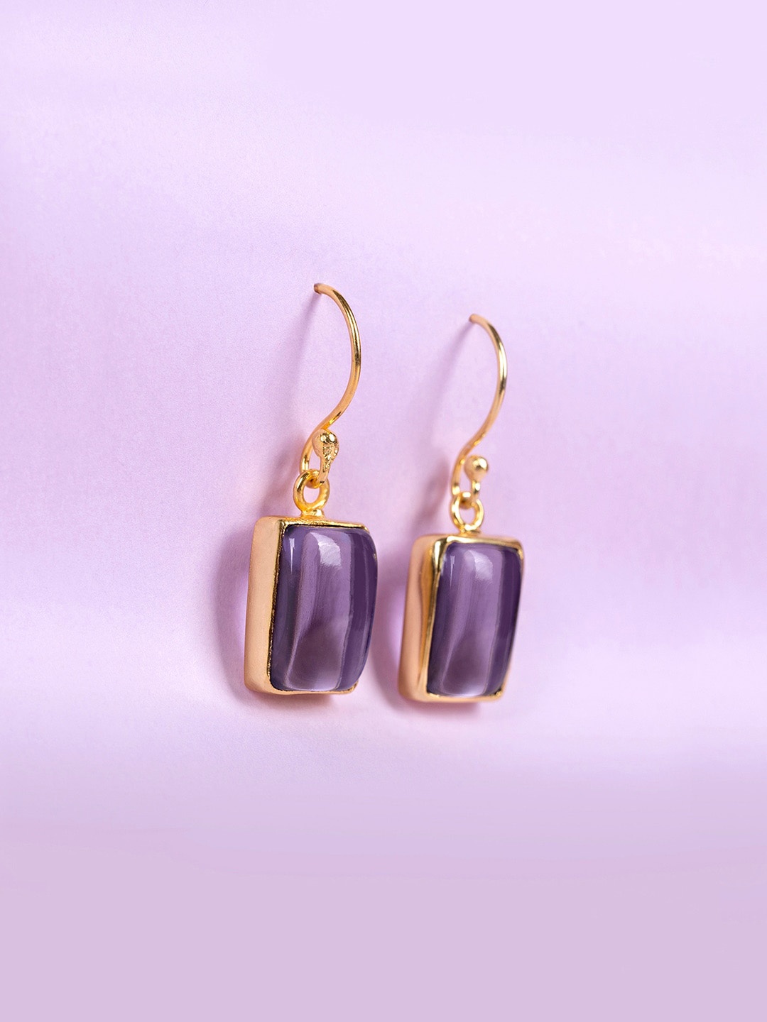 

Mikoto by FableStreet Purple Gold-Plated Geometric Drop Earrings
