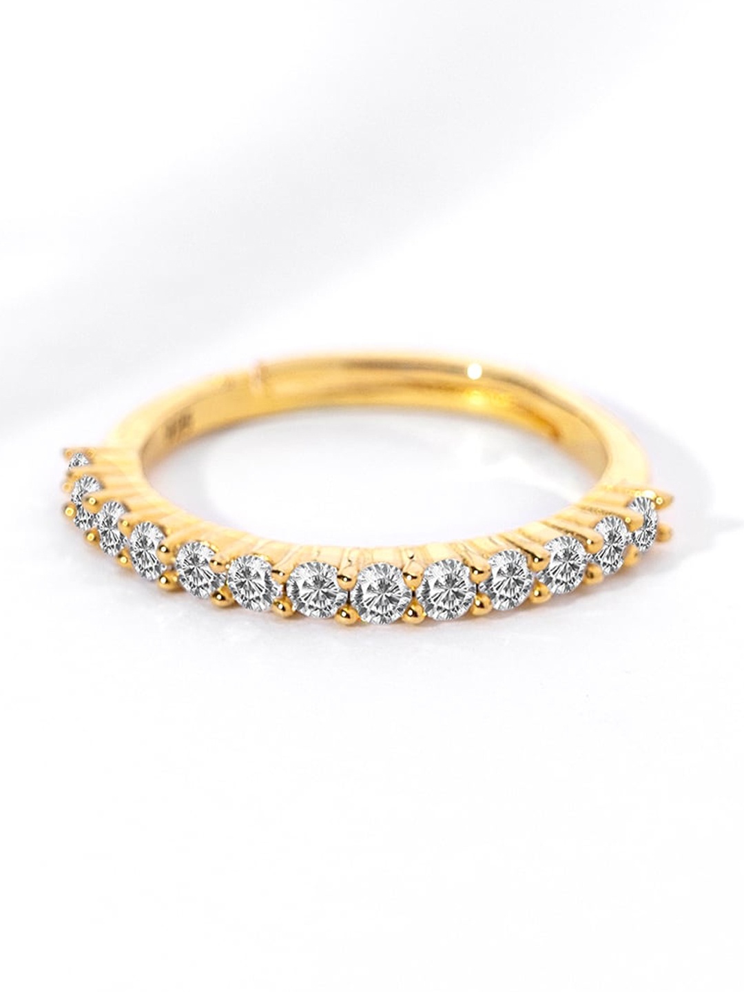 

March by FableStreet 925 Sterling Silver Gold-Plated Zircon Adjustable Ring