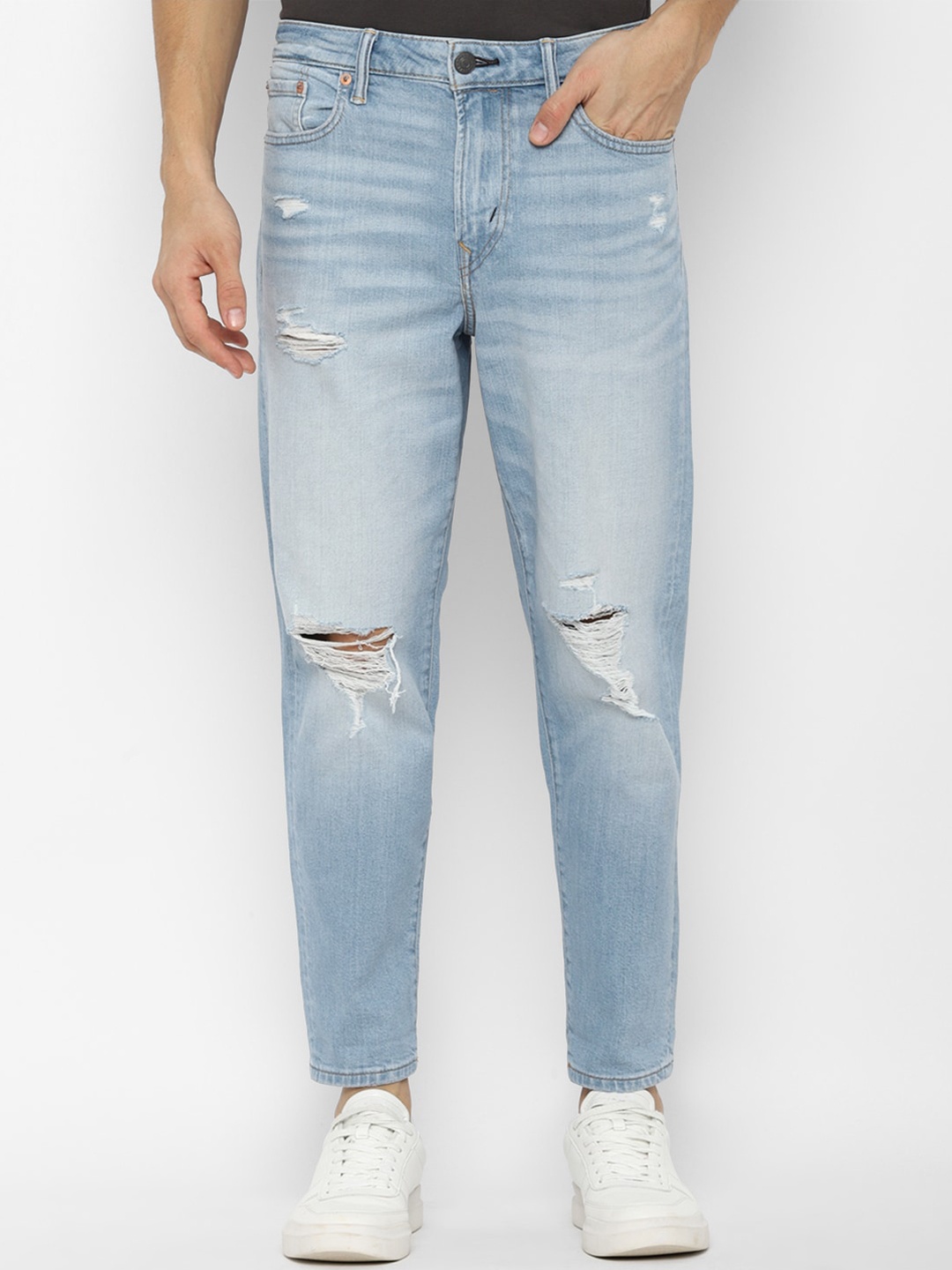 

AMERICAN EAGLE OUTFITTERS Men Blue Mildly Distressed Heavy Fade Jeans