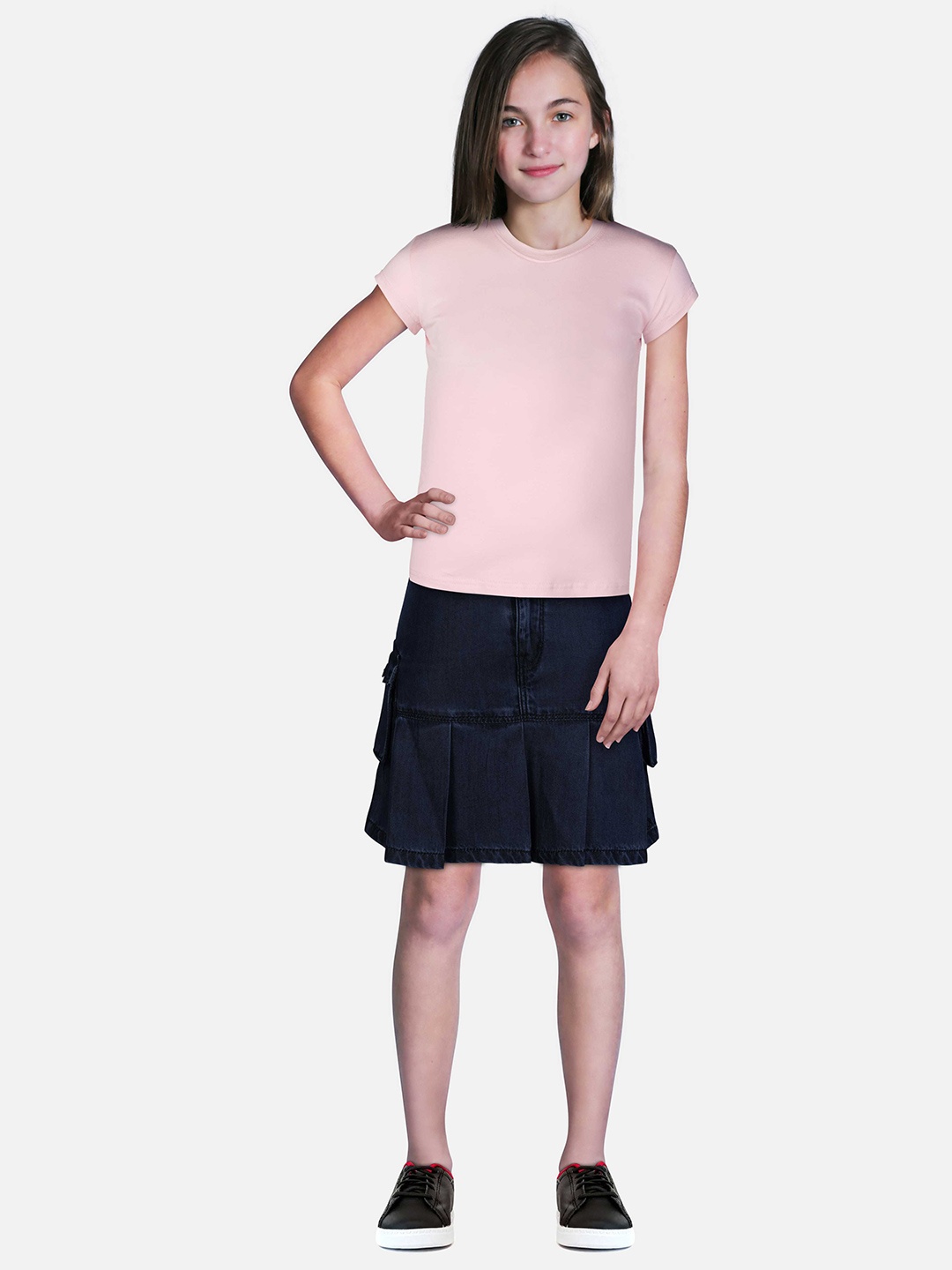 

Gini and Jony Girls Dark Blue Solid A-Line Skirt, Navy blue
