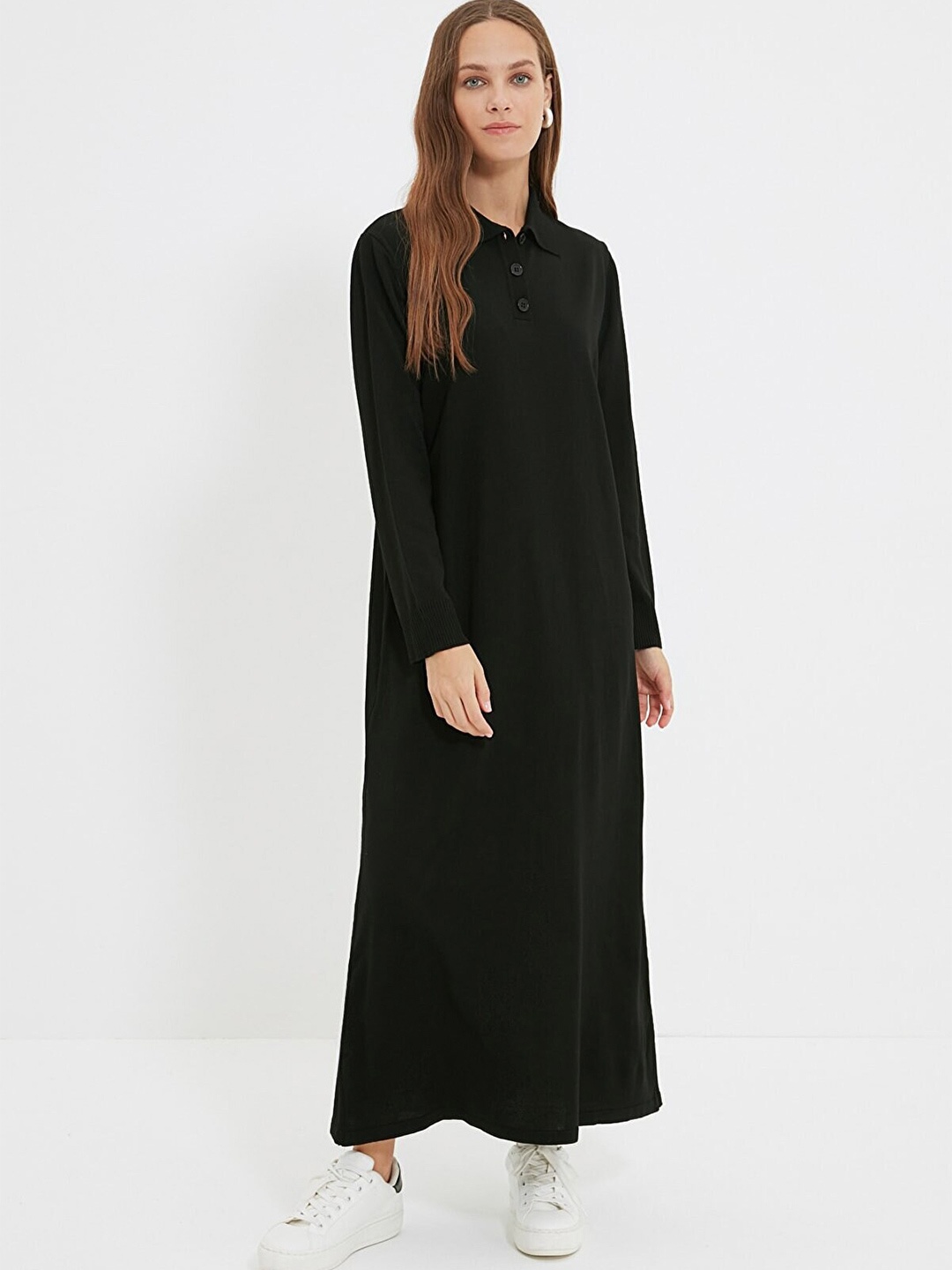 

Trendyol Women Black Solid Shirt Maxi Dress