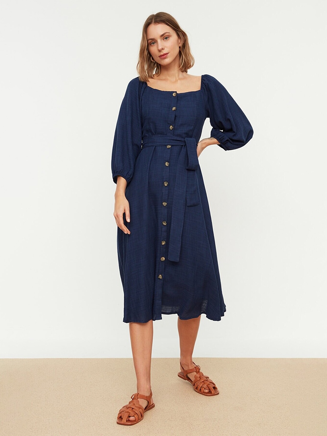 

Trendyol Women Navy Blue A-Line Midi Dress