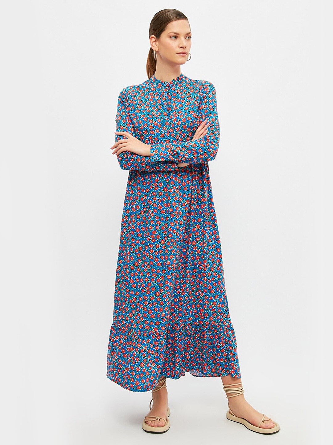 

Trendyol Women Blue Floral Maxi Dress