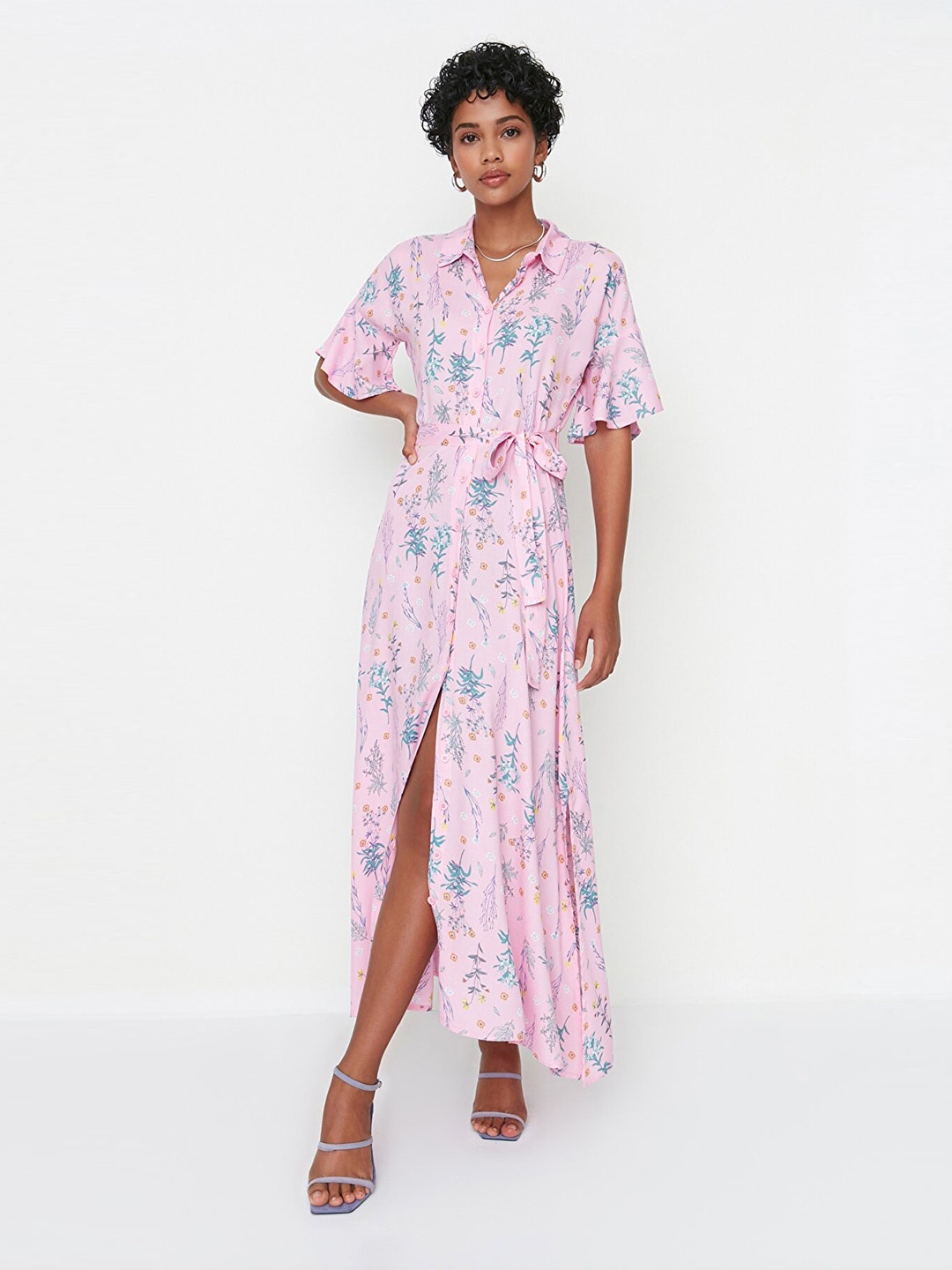 

Trendyol Women Pink Floral Polyester Maxi Dress