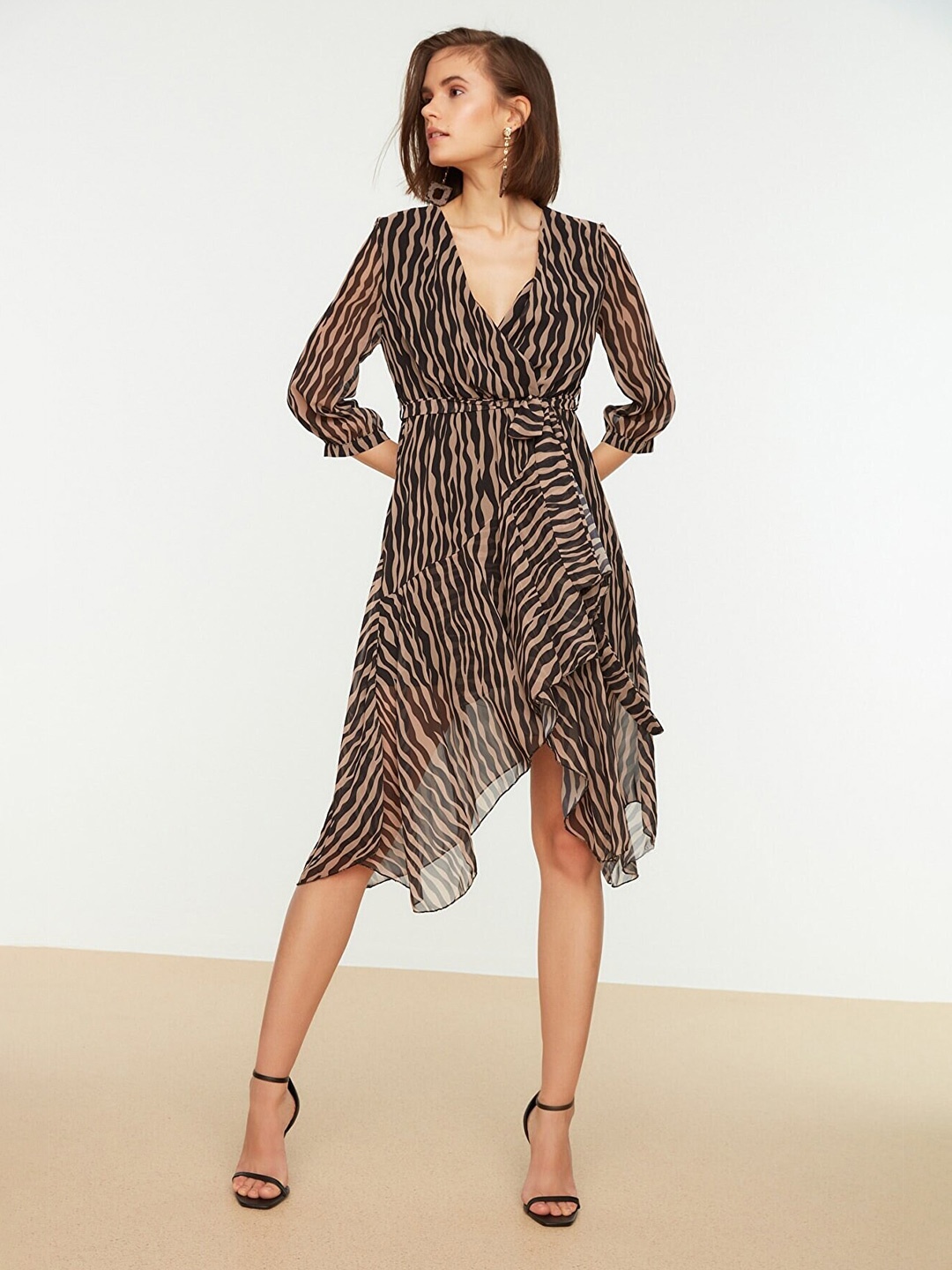

Trendyol Camel Brown Animal Dress