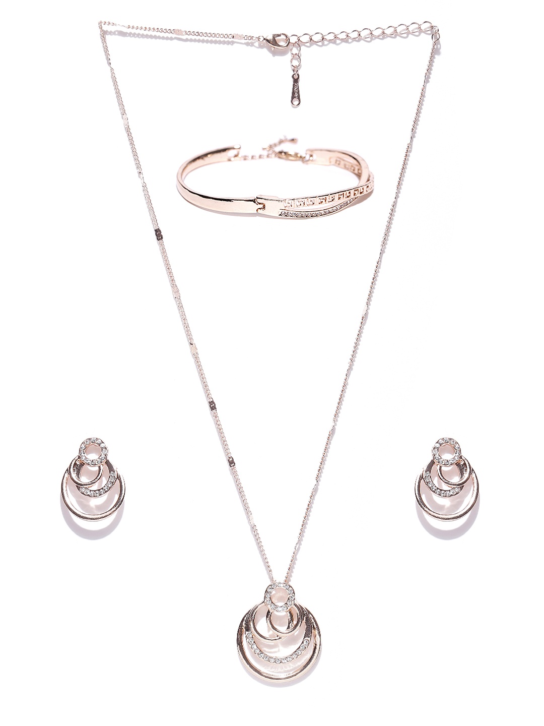 

YouBella Rose Gold-Toned & Off-White Stone-Studded Jewellery Set