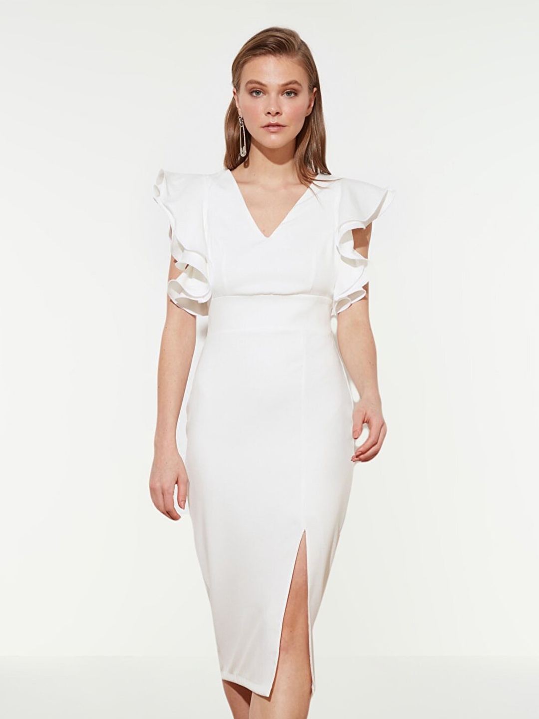 

Trendyol Women Off White Sheath Midi Dress