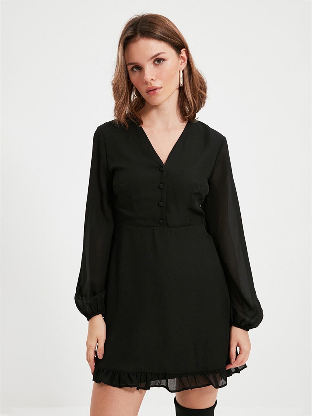

Trendyol Women Black Solid Mini Dress