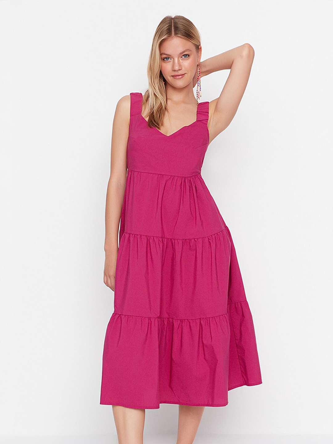 

Trendyol Women Fuchsia Midi Dress