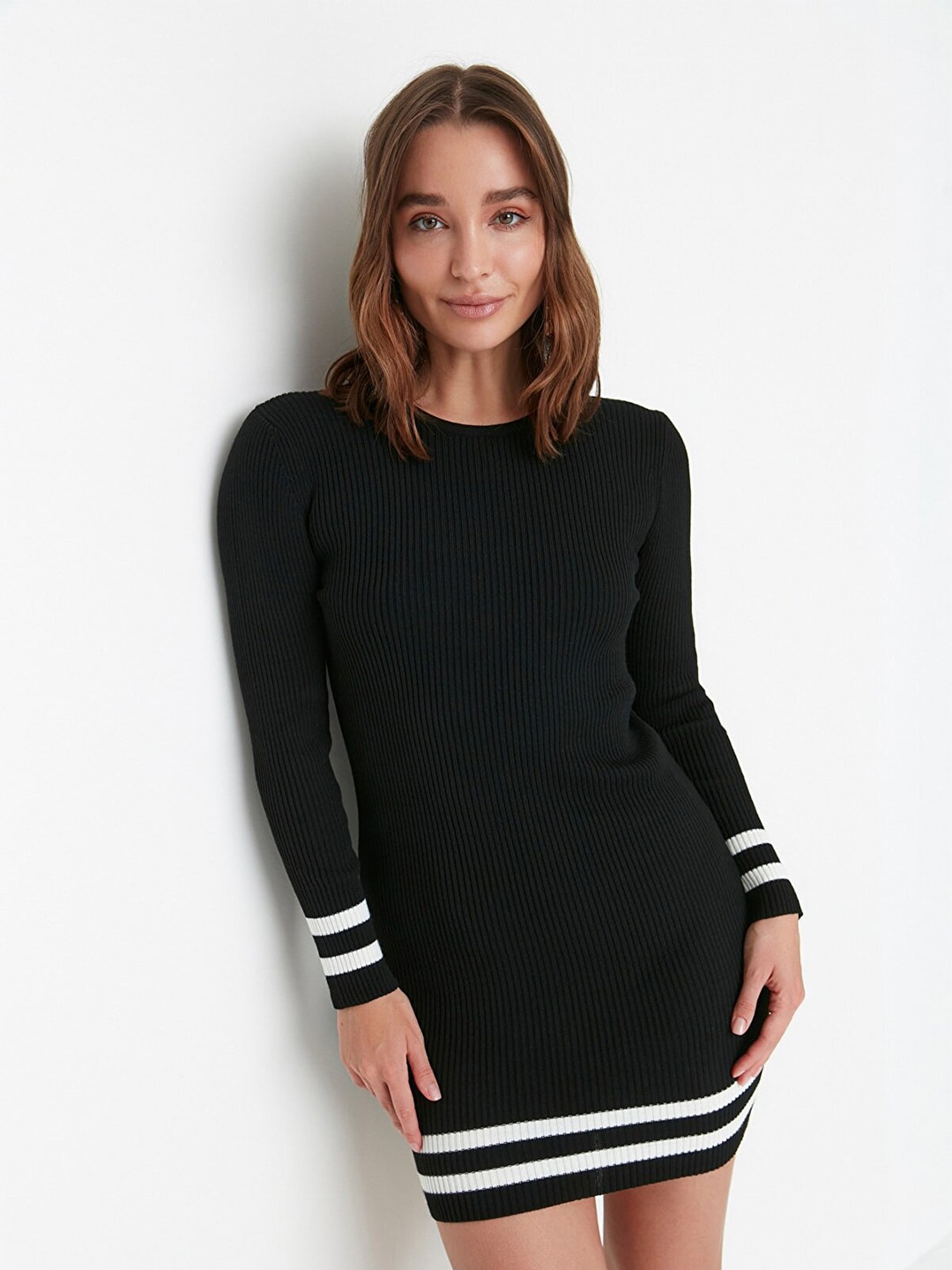 

Trendyol Women Black Solid Jumper Mini Dress