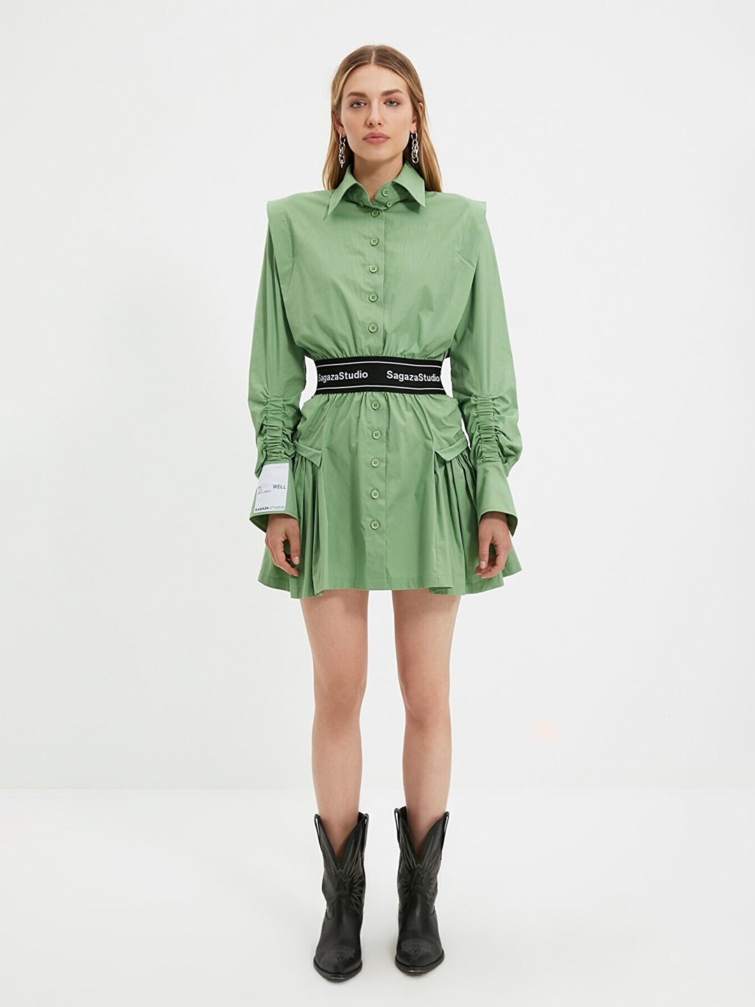 

Trendyol Green Solid Mini Dress