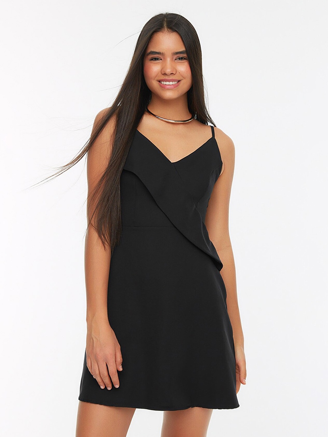 

Trendyol Women Black Shoulder Strap A-Line Dress