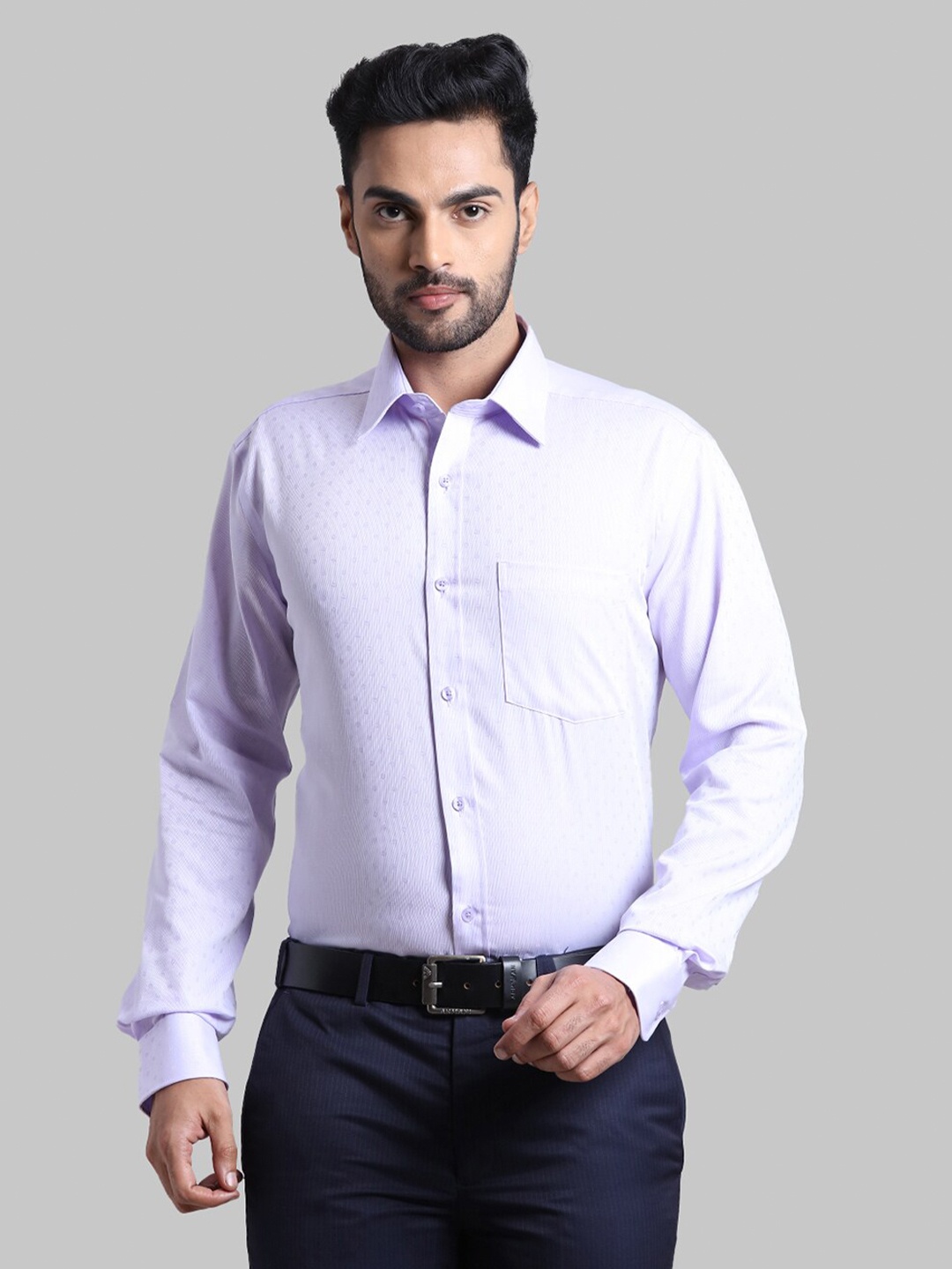

Park Avenue Men Purple Printed Cotton Formal Shirt