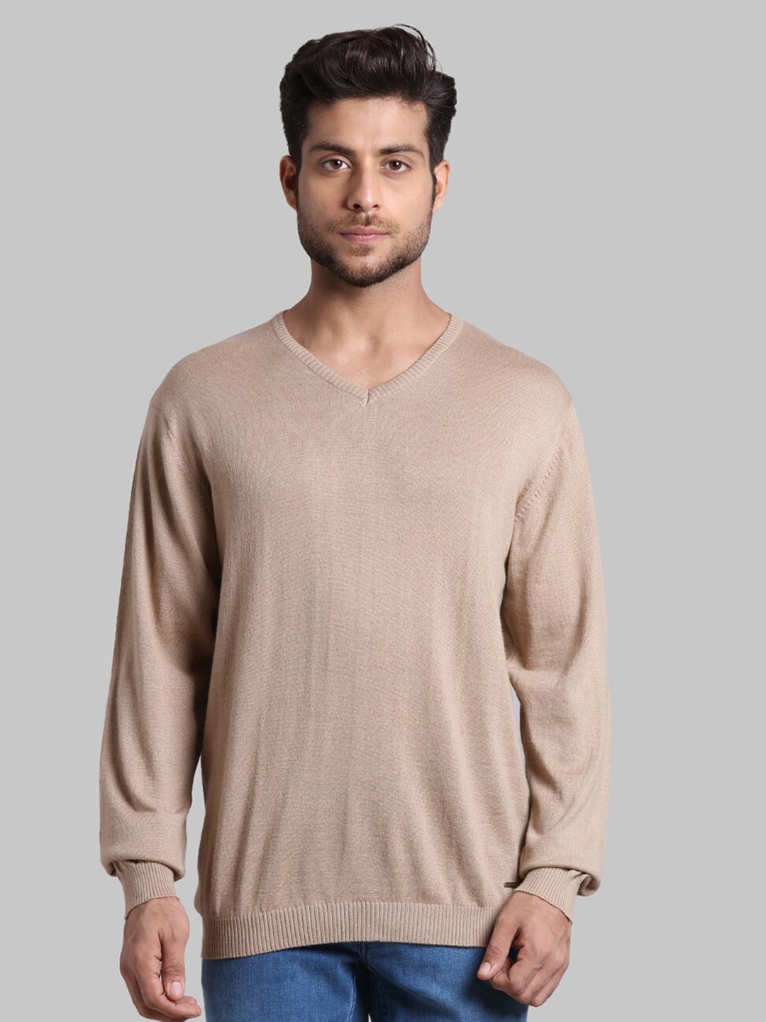 

Park Avenue Men Beige Solid Pullover