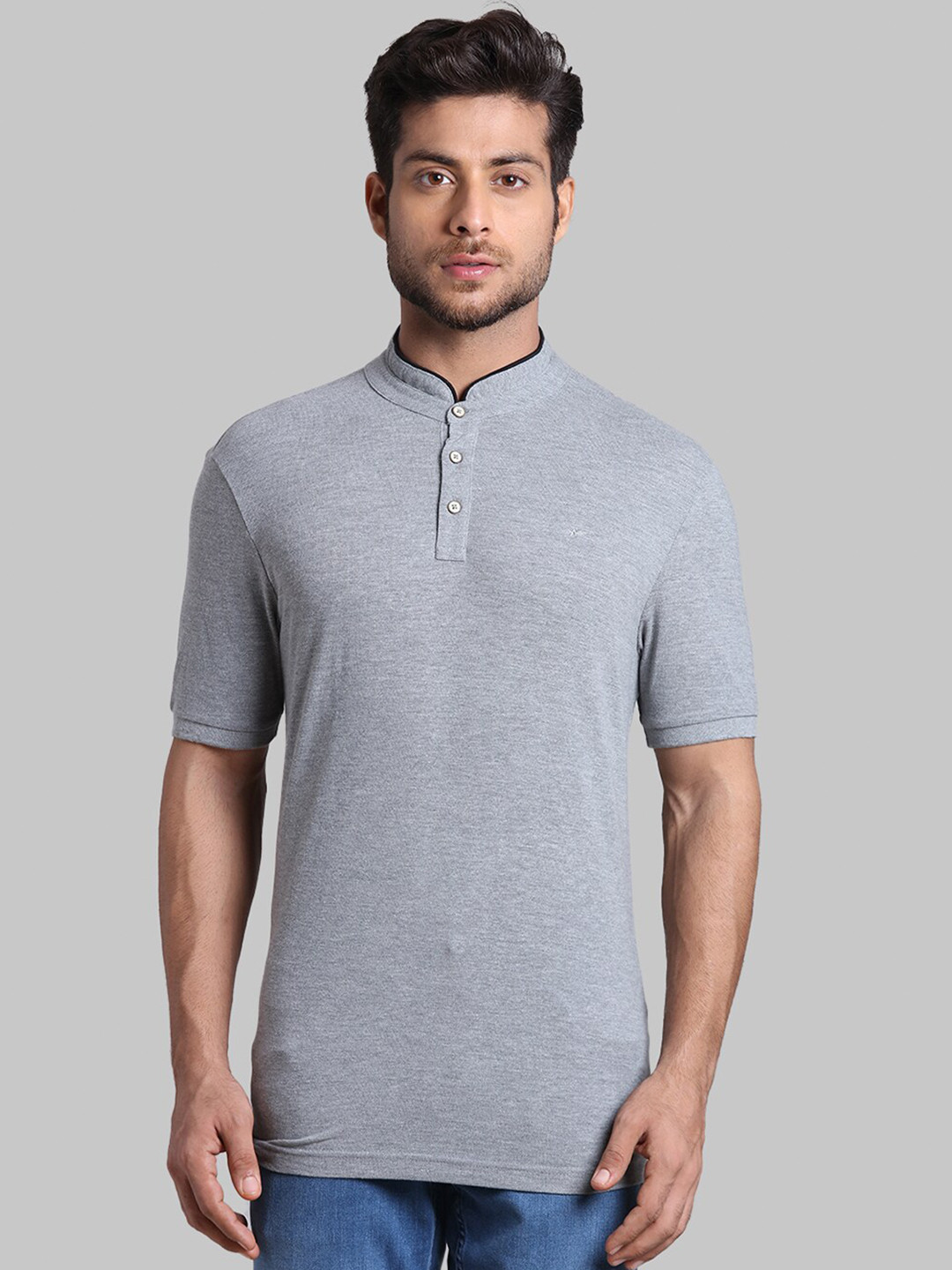 

Park Avenue Men Grey Mandarin Collar T-shirt