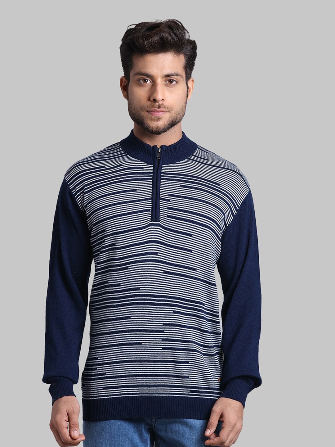 

Park Avenue Men Blue & White Striped Pullover